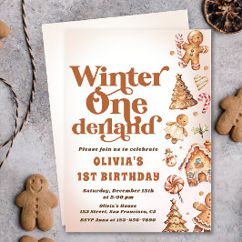Födelsedagsfesten Winter Onederland-jultomte Cooki Inbjudningar