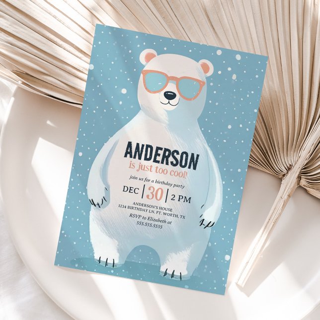 Födelsedagsfesten Winter Polar Bear Boy Inbjudningar (Skapare uppladdad)