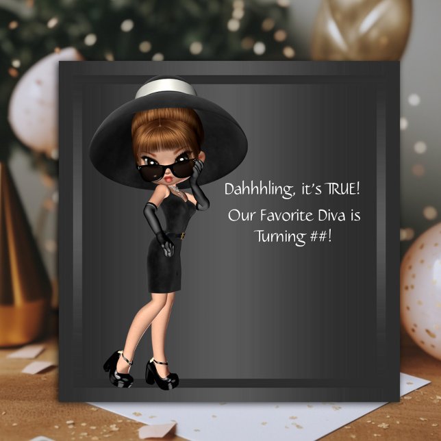 Födelsedagsfesten Womans Cute Diva Inbjudningar (Cute diva any occasion invitation. You can change all text font style and wording as needed.)