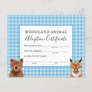 Födelsedagsfestens adoptionscertifikat Boy Woodlan