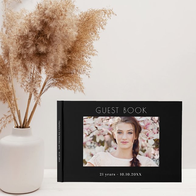 Födelsedagsfestens svartvita fotokollage gästböcker (Skapare uppladdad)