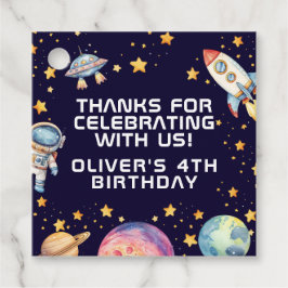 Födelsedagsfester för Boy Modern Space Rocket Frak Gåvor Etiketter