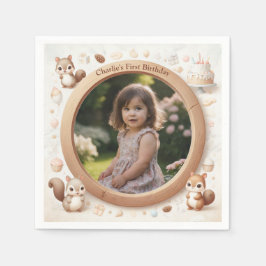 Födelsedagsfester för ekorrefoto Ram för barn Pappersservett