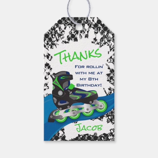 Födelsedagsfester för Grönt av  för rullbladsgrung Presentetikett (Framsidan)