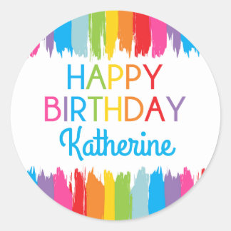 Födelsedagsfester för konsmålning runt klistermärke