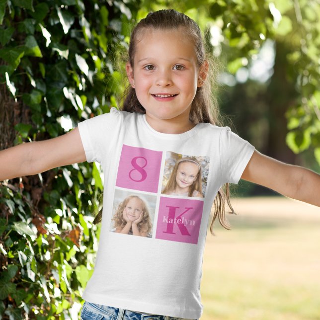 Födelsedagsfester för shock rosa Photo Anpassnings T Shirt (Skapare uppladdad)