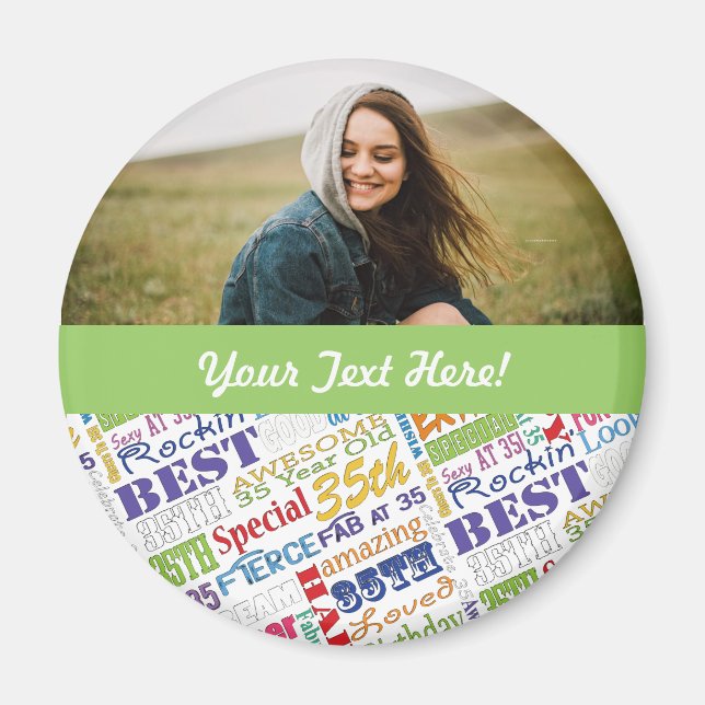 Födelsedagsfester för unik och Speciell 35e Magnet (Framsidan)