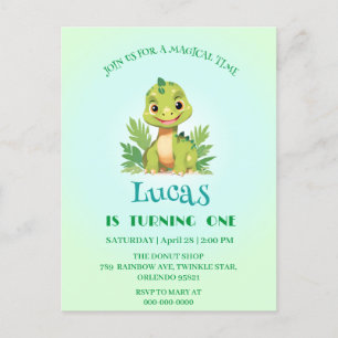 Födelsedagsfesterna pojkar i vilden Dute Dinosaur Vykort