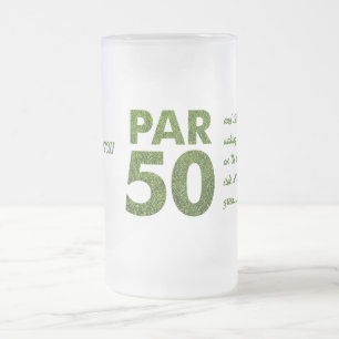 Födelsedagsfestgåva för golfare 50th frostat ölglas