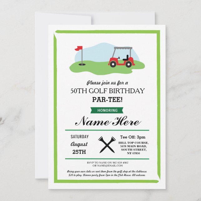 FödelsedagsfestGolf någon åldras den 50th 60th Inbjudningar (Framsida)