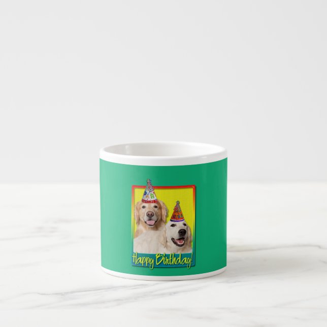 Födelsedagsfesthatt - guld- RetrieverTebow kran Espressomugg (Framsidan)