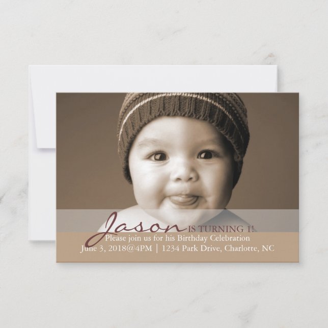 Födelsedagsfestinbjudan | roterande 1! inbjudningar (Framsida)