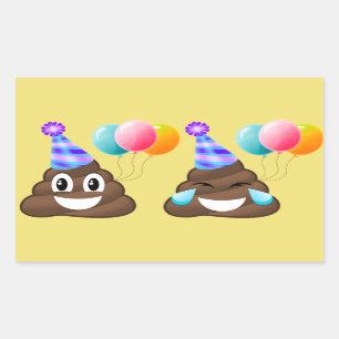 FödelsedagsfestPoopers Emoji klistermärkear Rektangulärt Klistermärke
