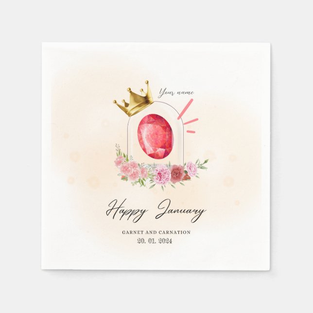 födelsedagsfestservetter för januari pappersservett (Framsidan)