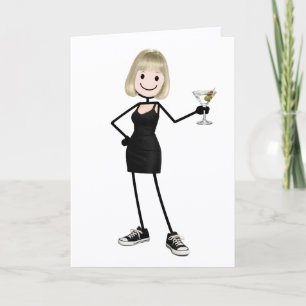 Födelsedagsfigur tjej med Martini Kort