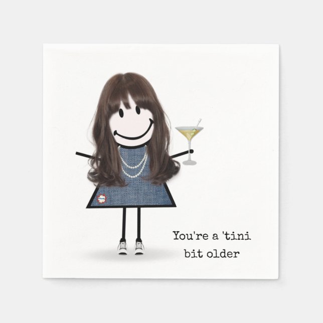 Födelsedagsfigur tjej med Martini Pappersservett (Framsidan)