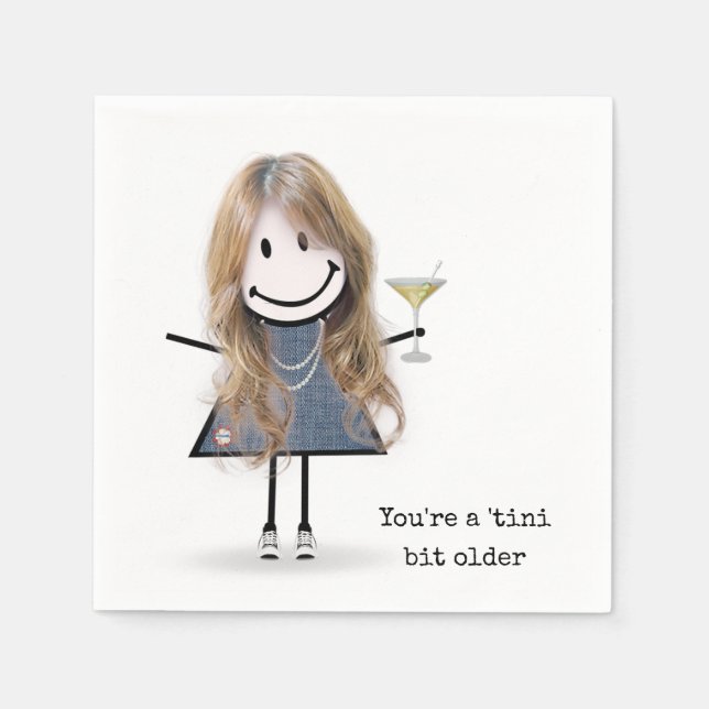 Födelsedagsfigur tjej med Martini Pappersservett (Framsidan)