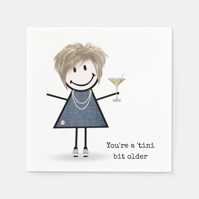 Födelsedagsfigur tjej med Martini Pappersservett (Framsidan)
