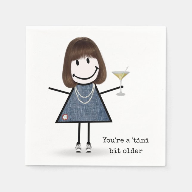 Födelsedagsfigur tjej med Martini Pappersservett (Framsidan)