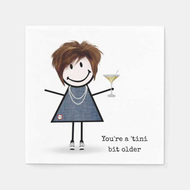 Födelsedagsfigur tjej med Martini Pappersservett (Framsidan)