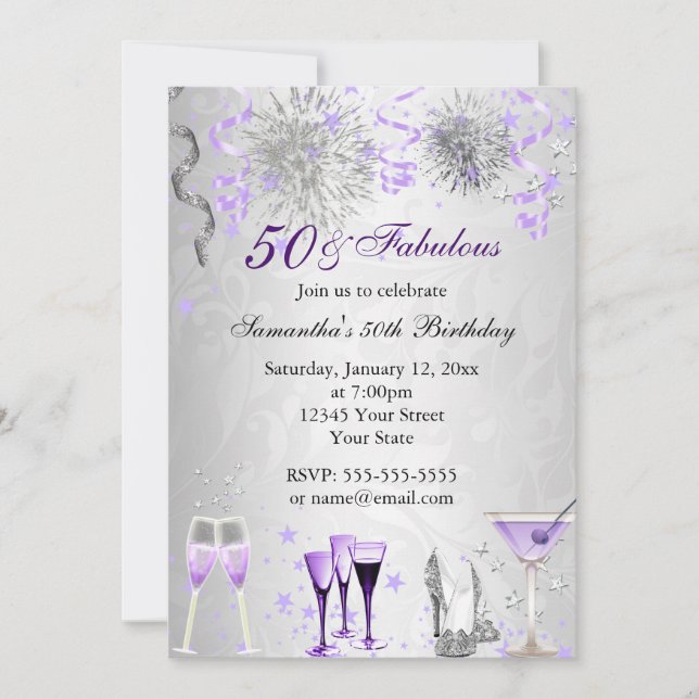 Födelsedagsfirande 50 & fantastisk födelseinvitati inbjudningar (Framsida)