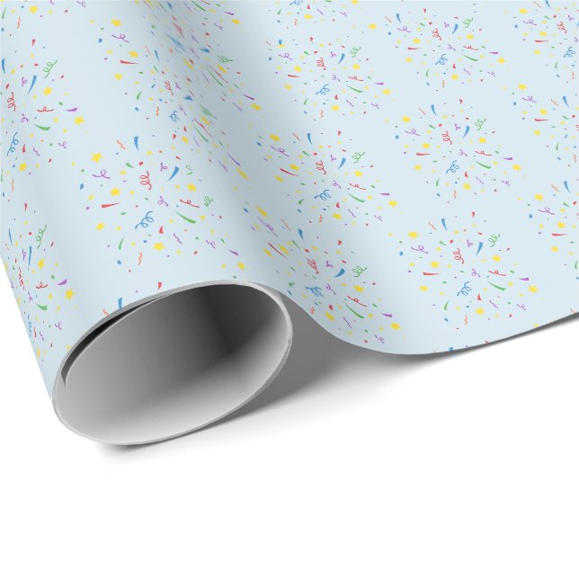 Födelsedagsfirande Blå Konfetti 1 år Presentpapper (Rullad Hörn)
