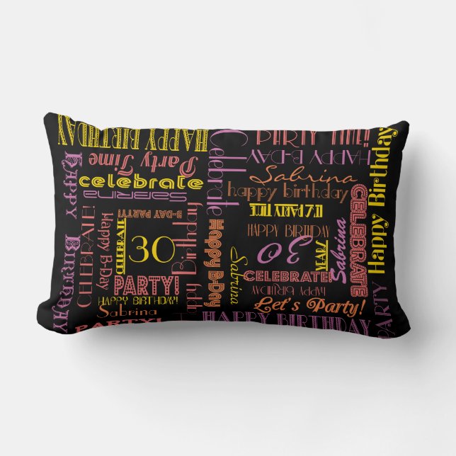Födelsedagsfirande! Duel Custom NAME och AGE Lumbarkudde (Framsida)