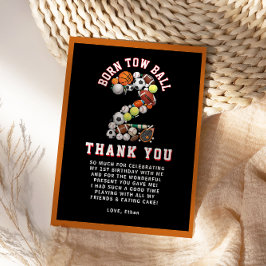 Födelsedagsfirande för 2-årig pojke med sporttema  tack kort