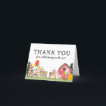 Födelsedagsfirande för barn med lastbil på bondgår tack kort<br><div class="desc">Söt vattenfärg gårdsdjur fest lastbil barn ballong bondgård födelsedag tackkort</div>