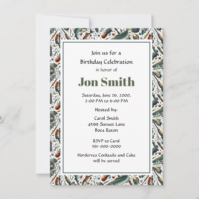 Födelsedagsfirande för Fiskarparty  Inbjudningar (Framsida)