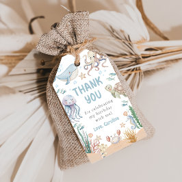 Födelsedagsfirande för havsdjur under havet presentetikett