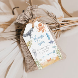 Födelsedagsfirande för havsdjur under havet presentetikett