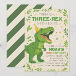 Födelsedagsfirande för pojke med Three-Rex dinosau Inbjudningar