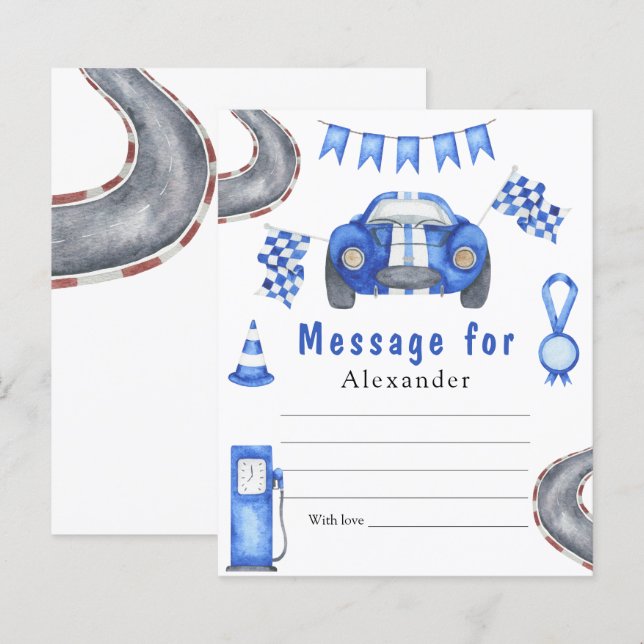 Födelsedagsfirande för racerbil - tidskapselmeddel (Fram/baksida)
