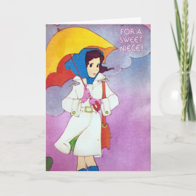 Födelsedagsfirande för systerdotter kort (Framsida)