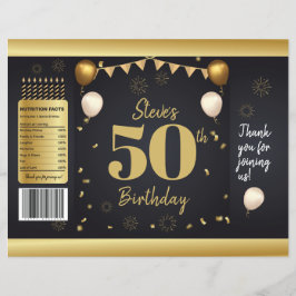Födelsedagsfirande Guld Svart Chipspåsar Reklamblad