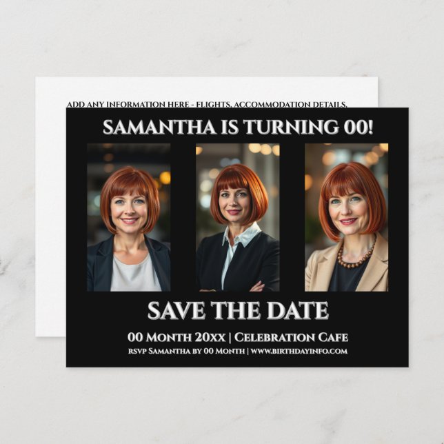 Födelsedagsfirande i alla åldrar 3 fotofirande mal vykort (Fram/baksida)