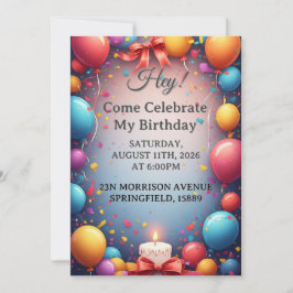 Födelsedagsfirande med ballonger inbjudningar