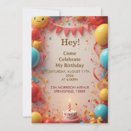 Födelsedagsfirande med ballonger inbjudningar