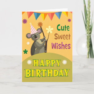 Födelsedagsfirande med Koala Greeting Card Kort