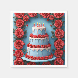 Födelsedagsfirande med ljusstaken tårta pappersservett