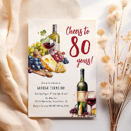 Födelsedagsfirande med ost och vin charcuterie 80- inbjudningar