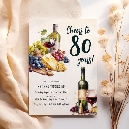 Födelsedagsfirande med ost och vin charcuterie 80- inbjudningar