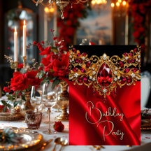 Födelsedagsfirande Silke Ruby Röd ädelsten Svart