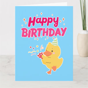 FÖDELSEDAGSFIRANDE Söt Kawaii Kyckling Baby Chick Kort