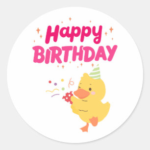 FÖDELSEDAGSfirande Söt Kawaii Kyckling Baby Chick Runt Klistermärke