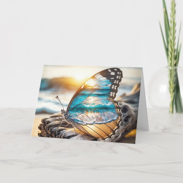 Födelsedagsfjäril med Ocean Vingar Kort (Framsida)