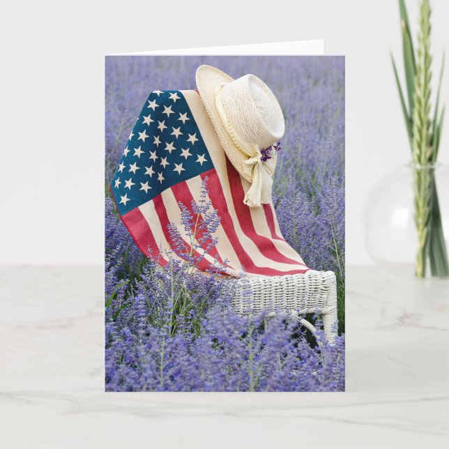 Födelsedagsflagga amerikansk flagga och hatt kort (Framsida)