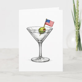 Födelsedagsflagga i en Martini Cocktail Kort