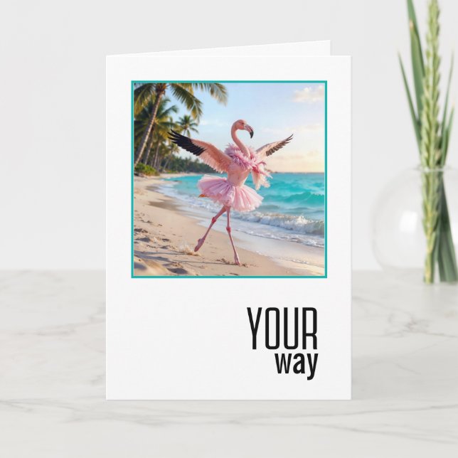 Födelsedagsflamingo som bär rosa tuta kort (Framsida)